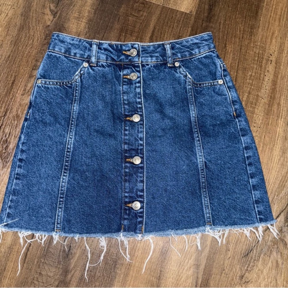 TopShop Moto Button Front Denim Mini Skirt